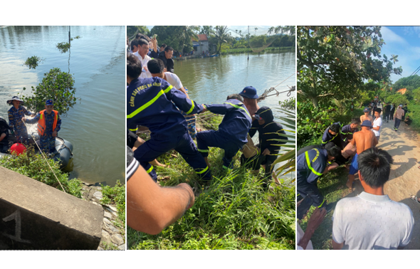 Phối hợp nhiều lực lượng tìm kiếm học sinh cấp 2 bị đuối nước ở xã Chính Mỹ (Thủy Nguyên)